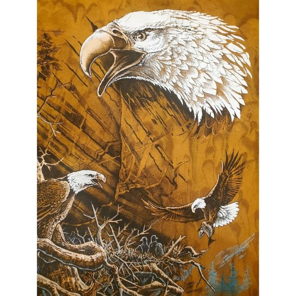 Vintage 2002 Ragtops T Shirt Bald Eagle Soaring Tie Dye Size Medium Rust Color - Picture 5 of 12